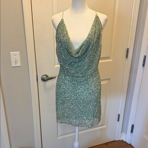Retrofete Shimmering Mint Sequin Dress